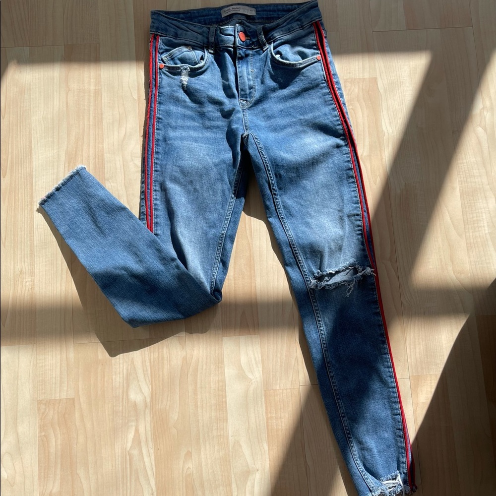 Zara Womens Denim Pants Stretch Jeans - Picture 2 of 5
